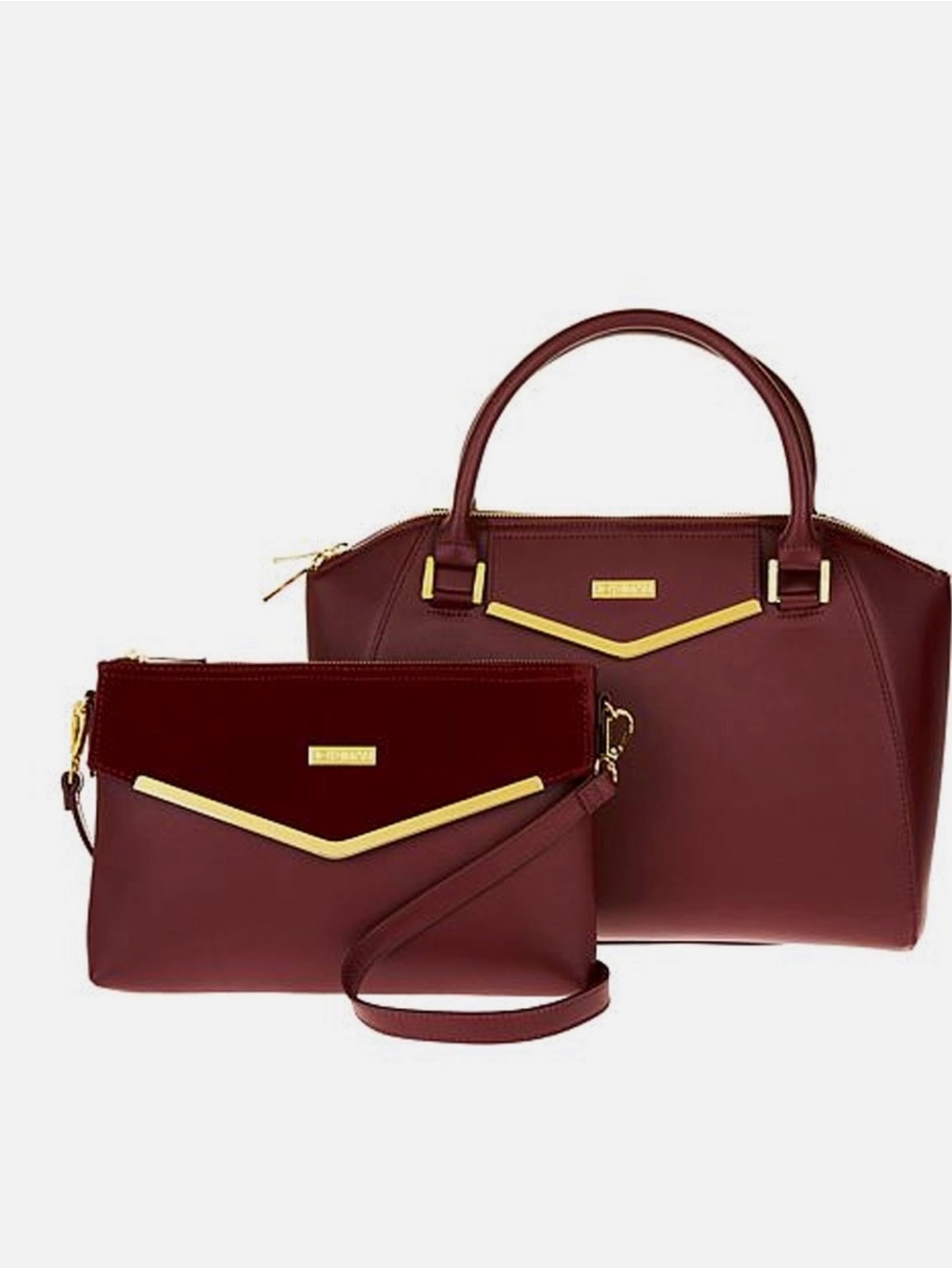 Joy & Iman Satchel and Crossbody Set with Gold Accents